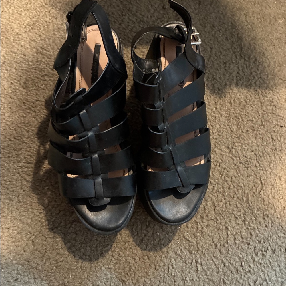 Black Strappy Wedges